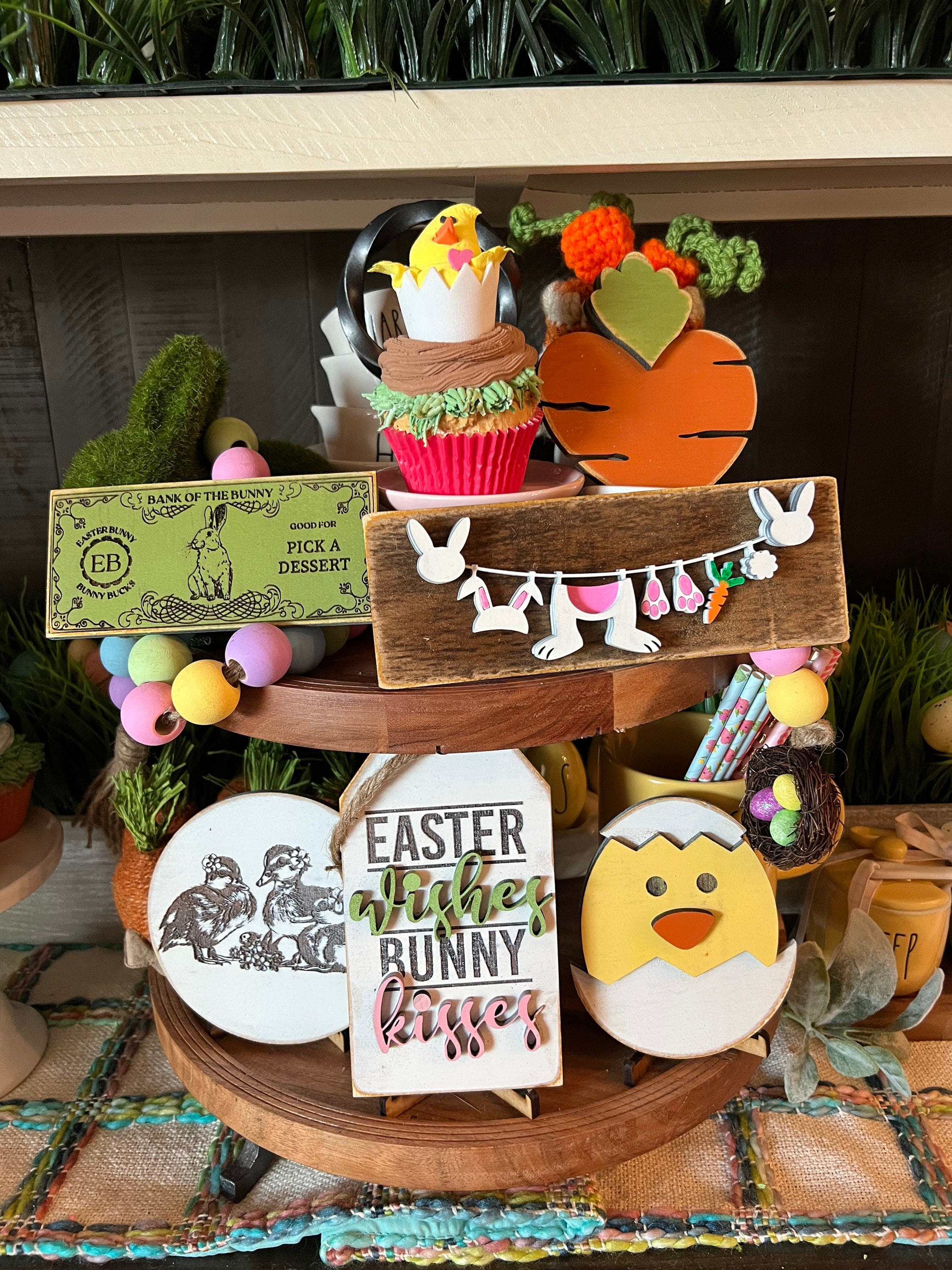 FAST SHIPPING Tiered Tray Easter Decor / Easter Decor/Tiered Tray Signs/Mini Wood Signs/3D Mini Signs/Easter Sign