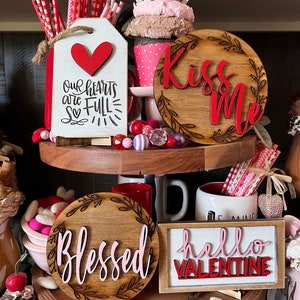 BUNDLE // Valentine&#39;s Day Tier Tray Decor // Valentine&#39;s Day Signs // Tier Tray Decor // Valentine&#39;s Day Tiered Tray Decorations
