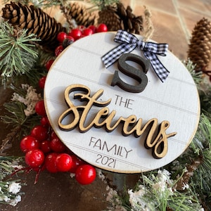 Shiplap Initial Christmas Ornament, Rustic Monogram Christmas Ornament, Last Name Christmas Ornament, Our First Christmas, Secret Santa Gift