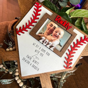 2023Personalized Fathers Day Gift Custom Gift for Dad Gifts for Him RusticBaseball Picture Frame Baseball Themed Wood Frame