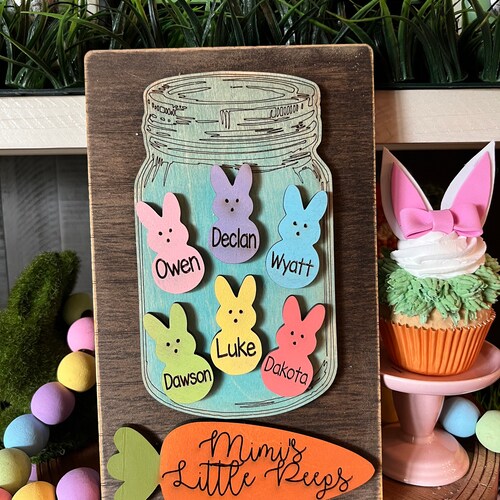 Easter Grandkids Wood Display Sign /easter Flower Personalized Etsy