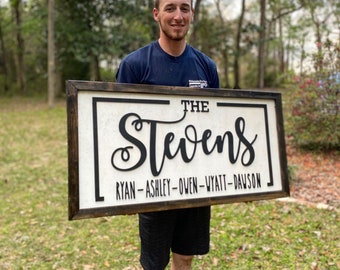 Personalized Family Farmhouse Sign-modern farmhouse decor-family sign-wall decor rustic-Last name family sign