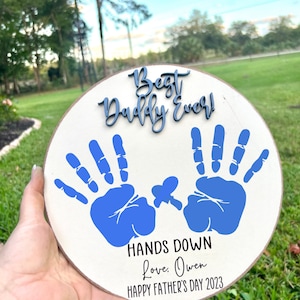 DAD - ships fast  Father&#39;s Day Gift, Father&#39;s Day Wooden Sign, DIY Handprint Sign, Gifts for dad, Handprint Sign, Gifts for Grandpa