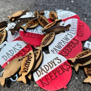 SHIPS fast Fishing keychain for Dad-Best Catch Keychain-Father&#39;s Day Gift for Dad Grampa-Daddy -Hooked on You Daddy!