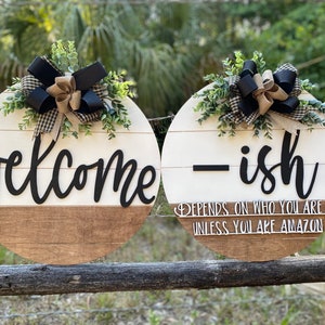 Raised Letter Double Door Wreaths, Double Door Welcome Wreath, Welcome to our Home door hanger, Black double door Wreath, Double Door Hanger