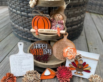 Thanksgiving signs / gobble til you wobble / 3d signs / happy thanksgiving / give thanks / tiered tray decor / thankful / fall decor