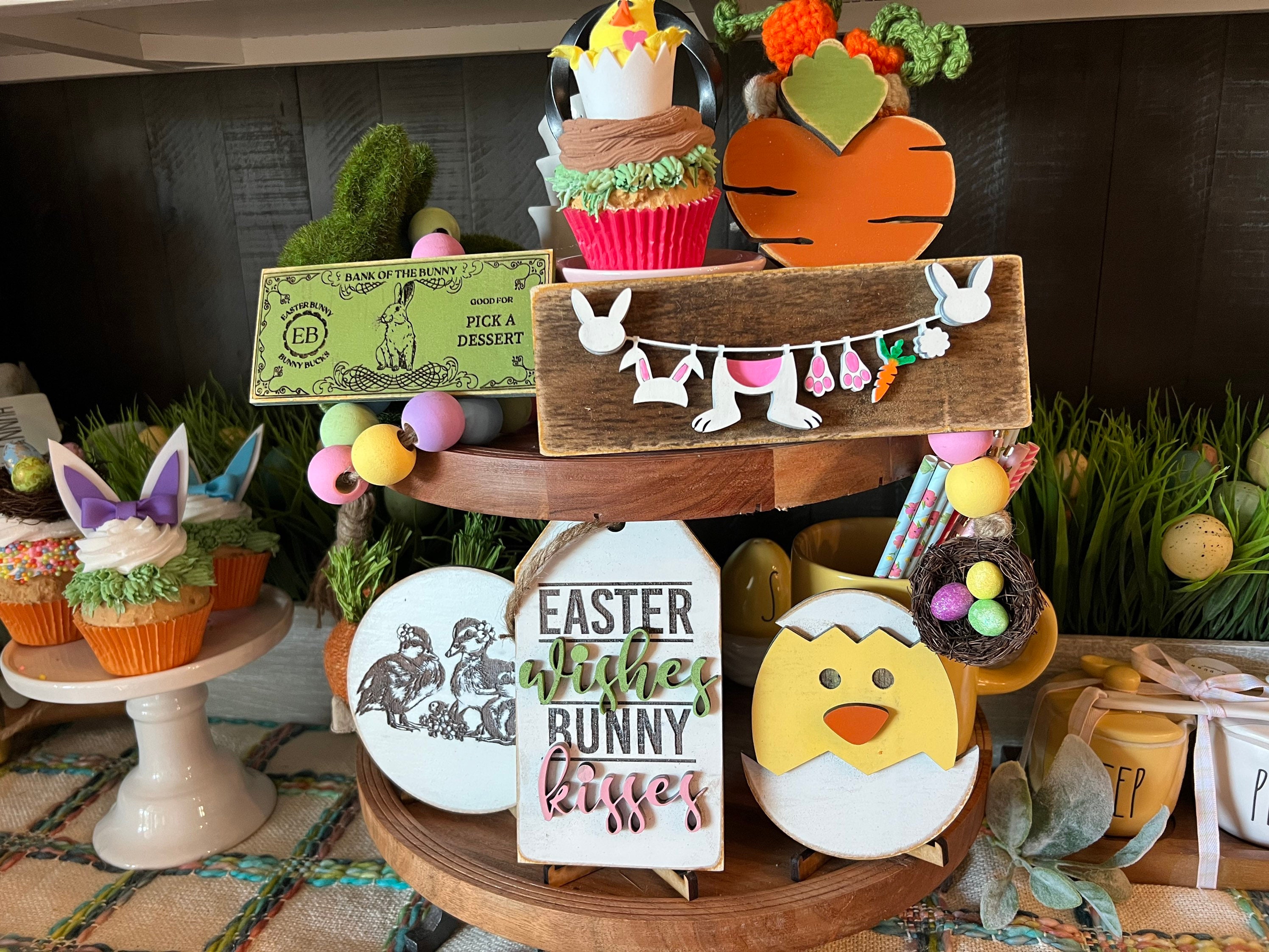 FAST SHIPPING Tiered Tray Easter Decor / Easter Decor/Tiered Tray Signs/Mini Wood Signs/3D Mini Signs/Easter Sign