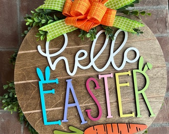 Fast Shipping!!! 3D Happy Easter door hanger with peeps, Easter decor, Happy Easter, Bunny door hanger