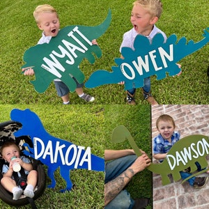 Dinosaurier Kinderzimmer Namensschild, rundes Namensschild, Namensschild Baby, Junge Kinderzimmer Name, großes Namensschild, Junge Namensschild, Dinosaurier Kinderzimmer