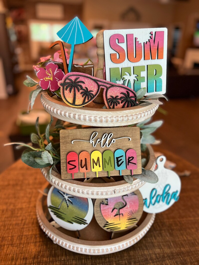 Summer Tier Tray Decor