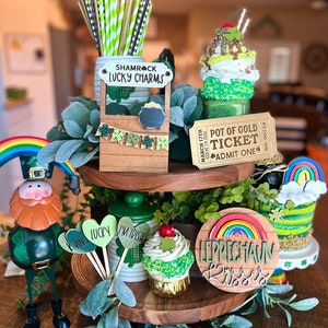 St. Patricks Day Tiered Tray, St. Patricks Day Tier Tray, Tiered Tray Decor, Mini Wood Signs, St. Patricks Day Tiered Tray Decor