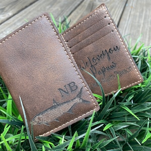 día del padre ENVÍO RÁPIDO Regalo personalizado para mi esposo, Billetera grabada para un pescador, Esposo Papá Hermano Tío Abuelo