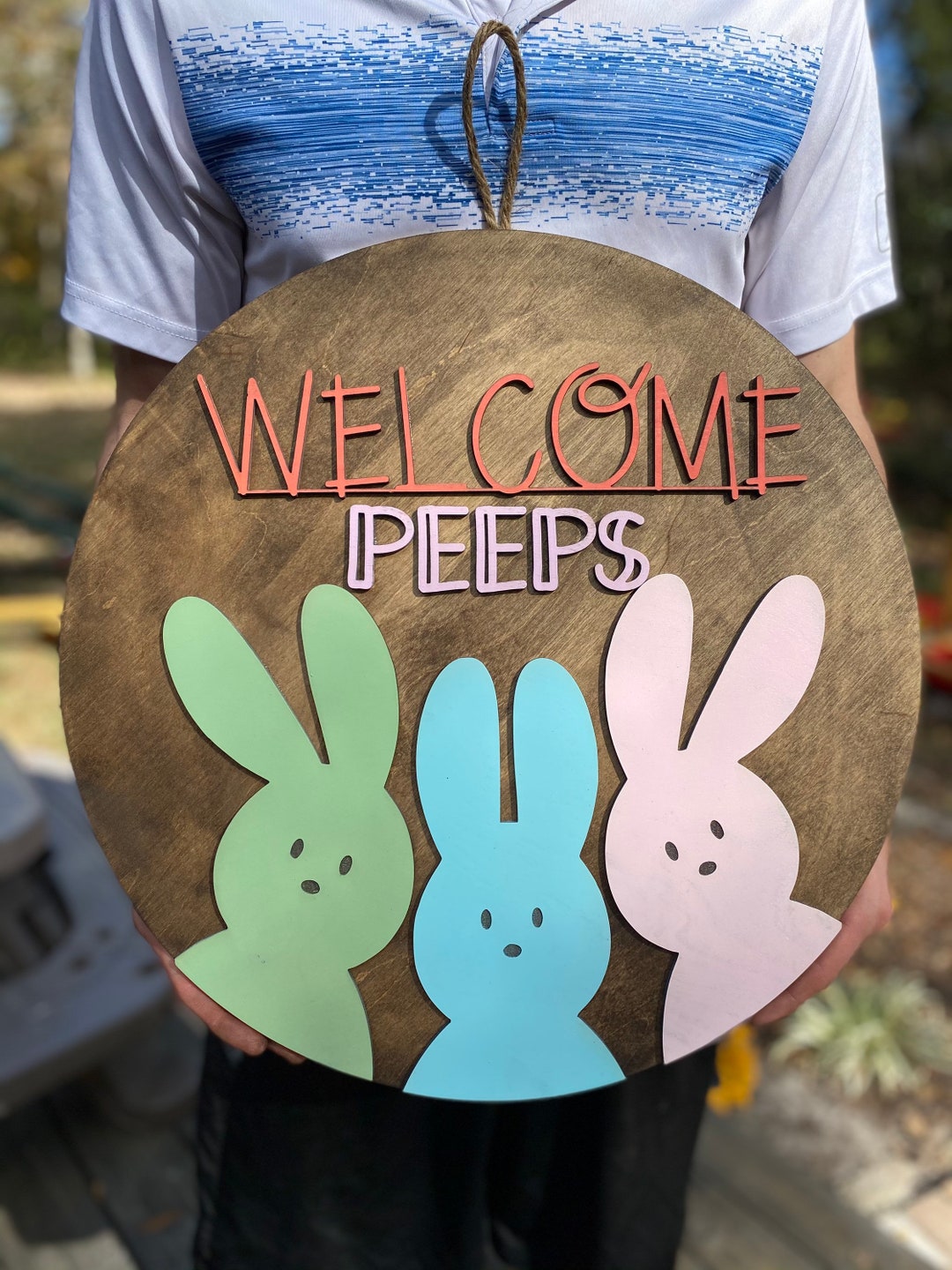 Peeps Sign Peeps Door Sign, Easter Welcome Farmhouse Door Hanger, Bunny Front Door ...