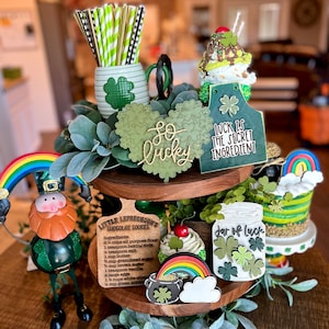 St. Patricks Day Tiered Tray, St. Patricks Day Tier Tray, Tiered Tray Decor, Mini Wood Signs, St. Patricks Day Tiered Tray Decor
