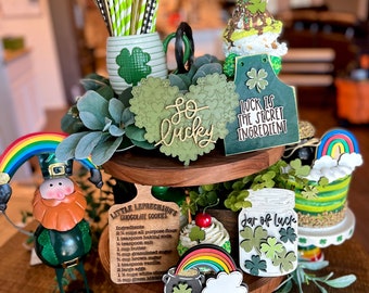 St. Patricks Day Tiered Tray, St. Patricks Day Tier Tray, Tiered Tray Decor, Mini Wood Signs, St. Patricks Day Tiered Tray Decor
