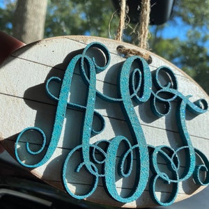 Car Charm - Car Monogram - Rear View Mirror Monogram - " Painted Monogram bild 2