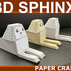 SPHINX 3D Paper Craft La gran esfinge de Giza Egipto Actividad artesanal imprimible histórica para niños Descarga instantánea para colorear y manualidades