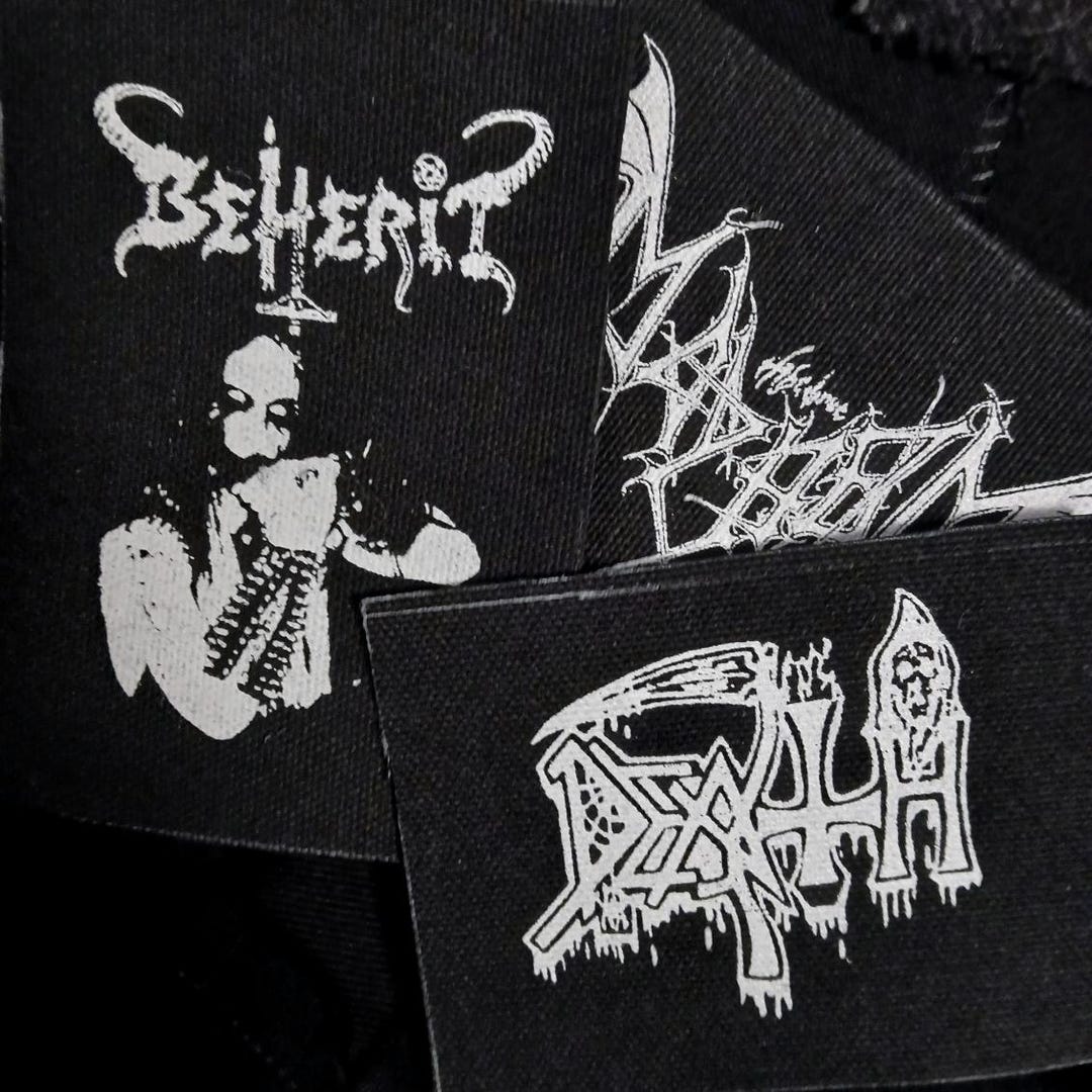 3 Metal Band Patches Hand Silkscreened Plastisol on Black Canvas Screen ...