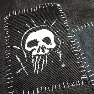 Set of 3 Crust Patches Original design Plastisol on Black Canvas 4x4 Screen Printed