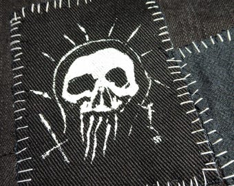 Set of 3 Crust Patches Original design Plastisol on Black Canvas 4x4 Screen Printed