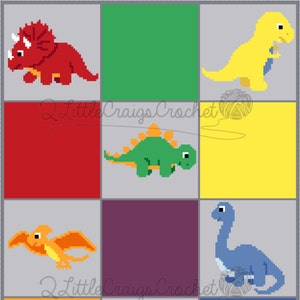 INSTANT DOWNLOAD Dinosaurs Crochet Graph Crochet Pattern Baby Blanket Baby Dinosaurs Afghan Graphgan image 4