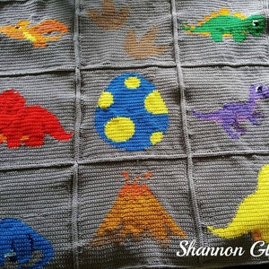 INSTANT DOWNLOAD Dinosaurs Crochet Graph Crochet Pattern Baby Blanket Baby Dinosaurs Afghan Graphgan image 3