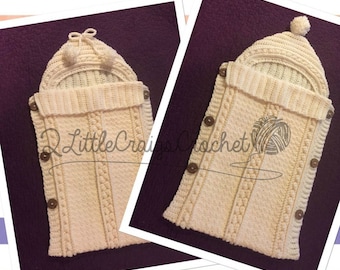 Crochet Sleep Sack - Crochet Baby Cocoon - Newborn Photo Prop - Crochet Baby Blanket - Hooded Sleep Sack - Hooded Baby Sleeping Bag