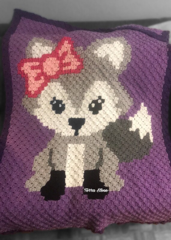 Instant Girl Fox Crochet Graph Pattern Woodland Baby Blanket Corner To C2c Written