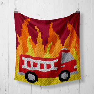 INSTANT DOWNLOAD - Firetruck - Crochet Graph - Crochet Pattern - Baby Blanket - Corner to Corner - C2C - C2C Written