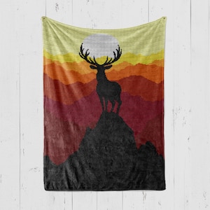 Deer at Sunset Blanket - Crochet Blanket - Crochet Deer - Crochet Graph Blanket - Deer Blanket - Deer Graph - Graphgan