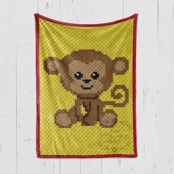 INSTANT DOWNLOAD - Monkey - Crochet Graph - Crochet Pattern - Jungle - Baby Blanket - Corner to Corner - C2C