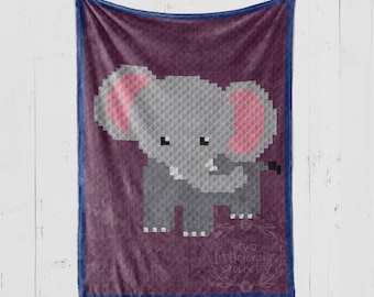 DESCARGA INSTANTE - Elefante - Gráfico de Ganchillo - Patrón de Ganchillo - Selva - Manta de Bebé - Esquina a Esquina - C2C