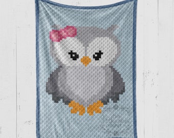 OWL corner to corner (c2c) crochet baby blanket graph pattern