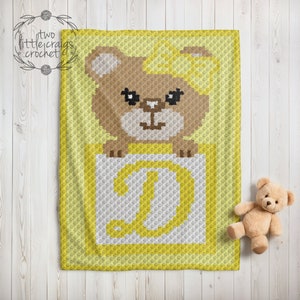 c2c D Anfangsmädchen-Bär-Muster Babydecke Ecke zu Ecke Häkeln Graph Kleinkind-Waldkinderzimmer-Babypartygeschenk
