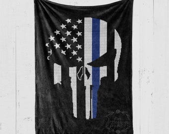 INSTANT DOWNLOAD-Police Crochet-Thin Blue Line-Blue Lives Matter-Police Lives Matter-Police Support-Police Afghan-Police Graphgan