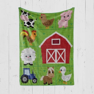 INSTANT DOWNLOAD - Farm Animals - Barnyard Animals - Crochet Graph - Crochet Pattern - Baby Blanket - Afghan - Graphgan