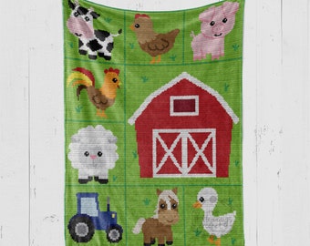 INSTANT DOWNLOAD - Farm Animals - Barnyard Animals - Crochet Graph - Crochet Pattern - Baby Blanket - Afghan - Graphgan