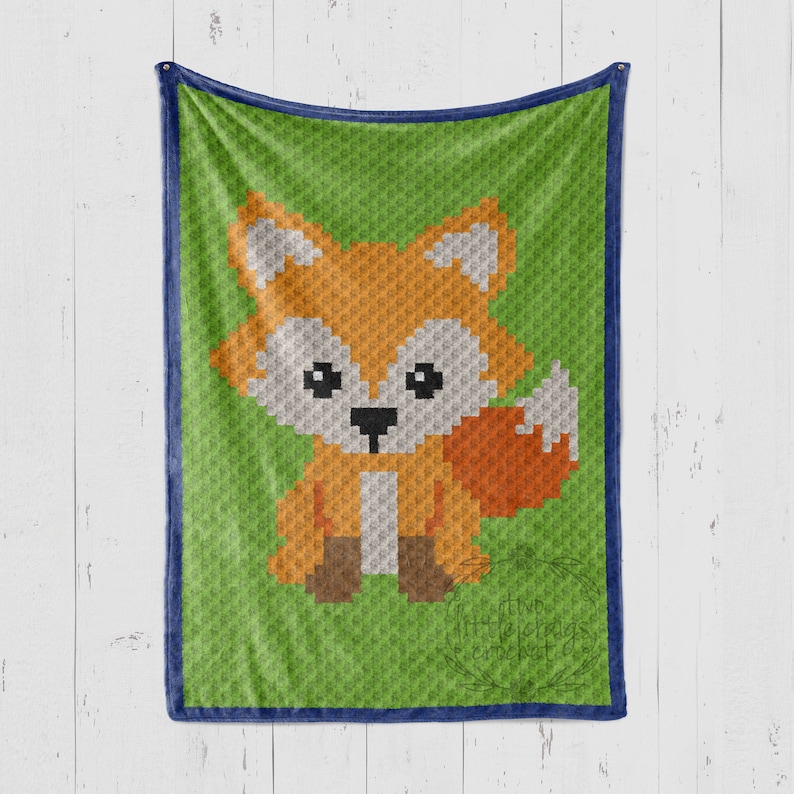 INSTANT DOWNLOAD Fox Crochet Graph Crochet Pattern Woodland Baby Blanket Corner to Corner C2C C2C Written image 1