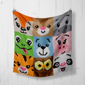 Cute c2c Crochet Animal Faces-Crochet Chart-Crochet Graph-Baby Blanket-Crochet Pattern-Crochet Baby Blanket Pattern-Fox Graph