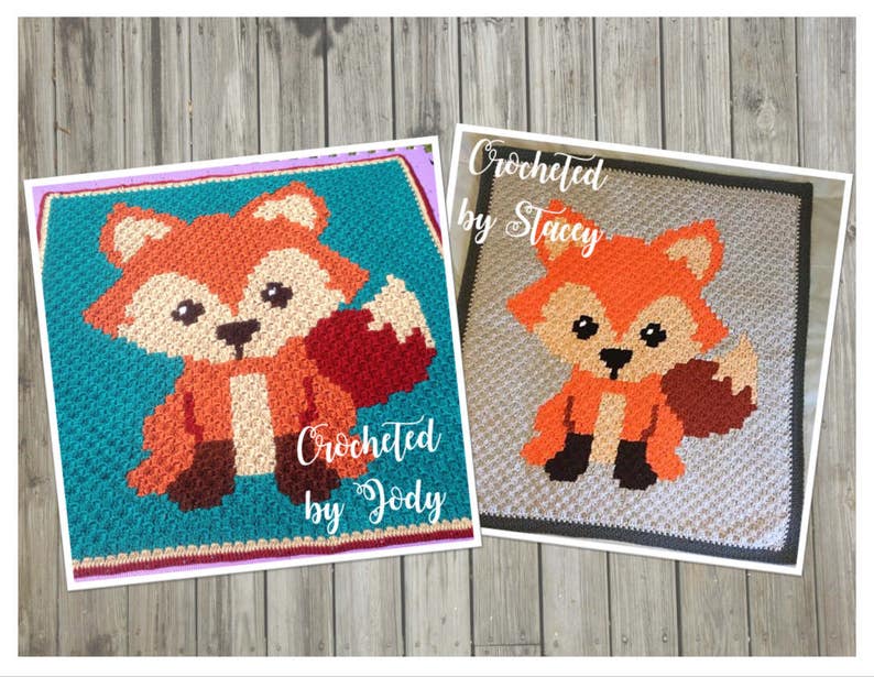 INSTANT DOWNLOAD Fox Crochet Graph Crochet Pattern Woodland Baby Blanket Corner to Corner C2C C2C Written image 3