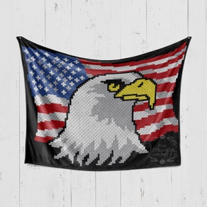 SOFORTIGER DOWNLOAD - Amerikanische Flagge - Adler - Patriotisch - USA - Häkeldiagramm - Häkelmuster - Ecke zu Ecke - C2C - C2C Written