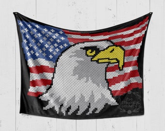 INSTANT DOWNLOAD - American Flag - Eagle - Patriotic - USA - Crochet Graph - Crochet Pattern - Corner to Corner - C2C - C2C Written