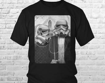 American Gothic Star Wars Stormtrooper Shirt | Starwars Storm Strooper Rebel Farmer TShirt