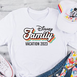 Retro Throwback Disney Family Vacation 2023 2024 Custom Disney Matching Shirts Disney World 100th Anniversary image 1