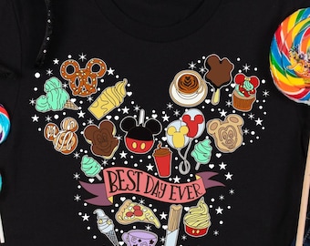 Disney Park Snacks Best Day Ever Design - Disney Family Vacation Graphic Tee - Cute Theme Park Shirt for Adults and Kids
