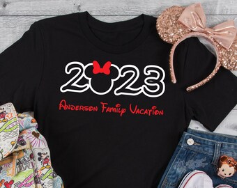 Personalized 2023 Disney Family Vacation Shirt Mickey or Minnie Add Your Family Name Surprise Disney Trip TShirt Tee