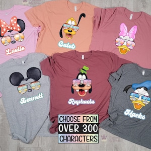 Custom Disney Family Shirts, Disney Shirts, Disneyworld shirts , Matching Disney Family Shirts, Sunglass Characters with Sunglasses 2024