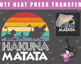 Lion King Hakuna Matata Sunset Vintage Ready To Press DTF Heat Transfer DIY Iron On HTV Heat Press Decal svg png vector