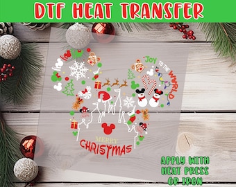 Mickey Christmas DTF Heat Transfer: Joy to the World DIY Iron On