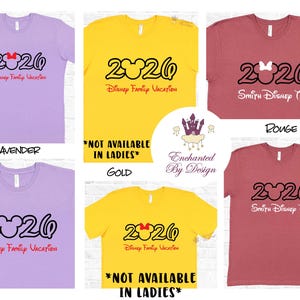 Camiseta personalizada de vacaciones familiares de Disney 2026, Mickey o Minnie, agrega tu nombre familiar, camiseta sorpresa de viaje a Disney. imagen 4